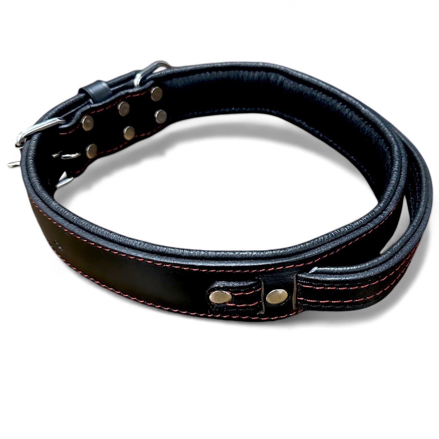 The K9 Store 100% Highgrade Leather Bold Dog Neck Collar For Training With Extra Handle - Zoey's Special (Black)