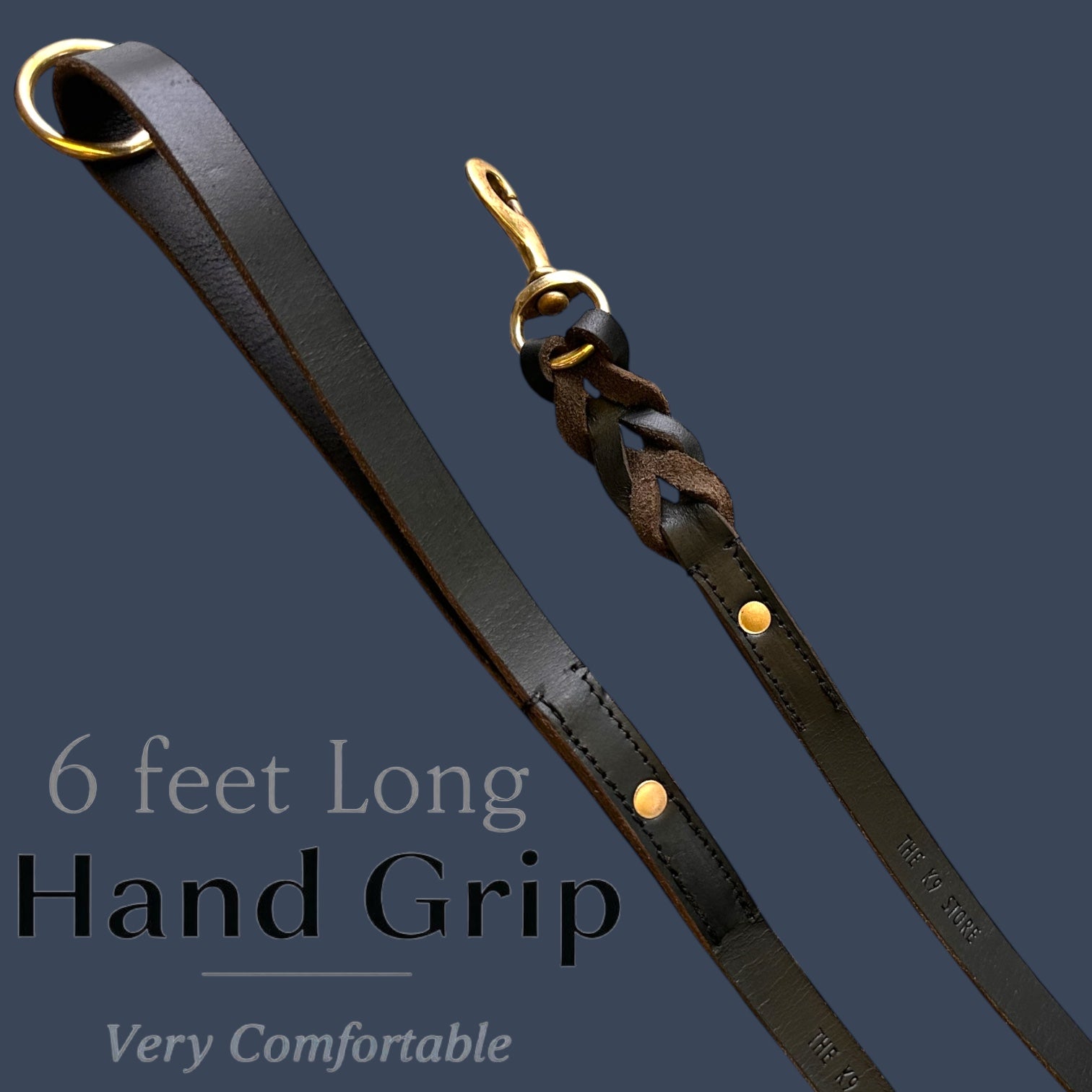 The K9 Store Premium Leather Thickest Dog Leash, 6 Feet Long With Brass Hooks For All Dog Breeds