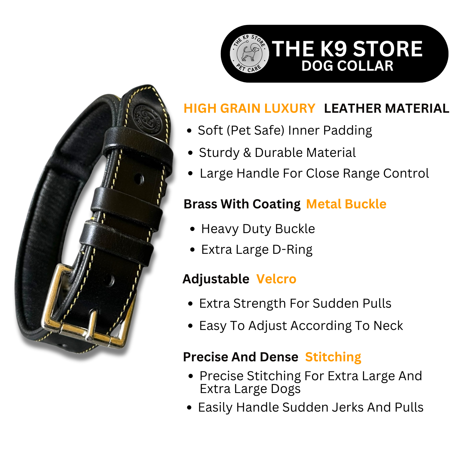 luxury leather neck collar for dog