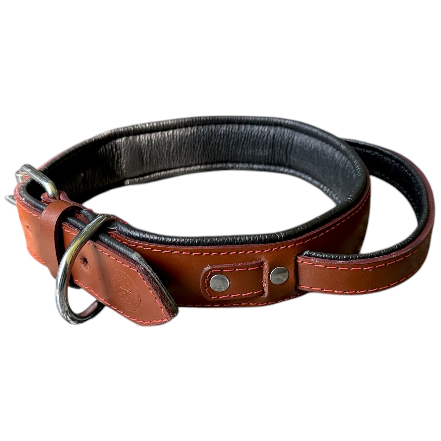 The K9 Store 100% Highgrade Leather Bold Dog Neck Collar For Training With Extra Handle - Zoey's Special (Chocolate)