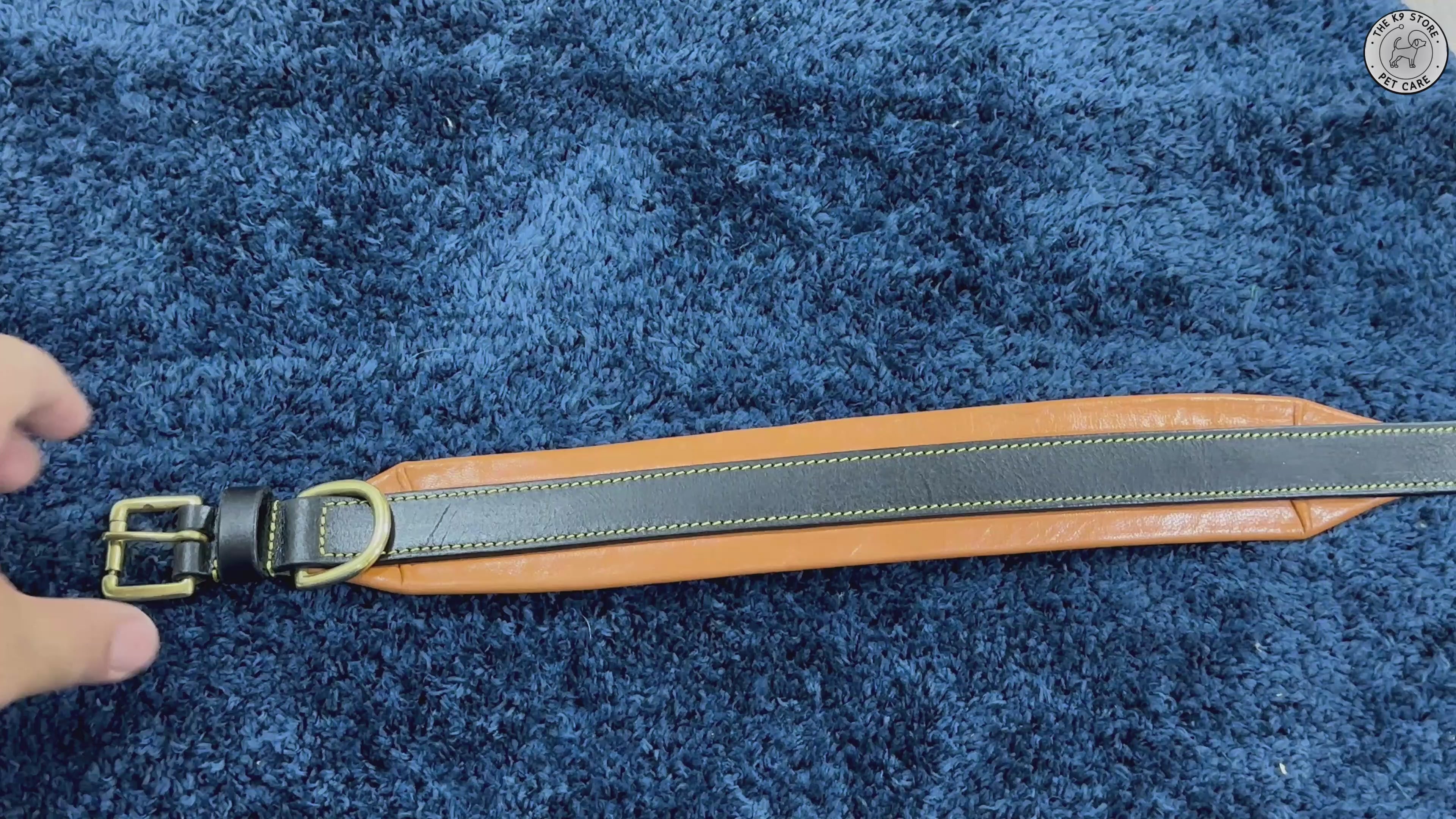 The K9 Store 100% Highgrade Leather Dual Tone Designer Dog Neck Collar (Tan & Black) Video