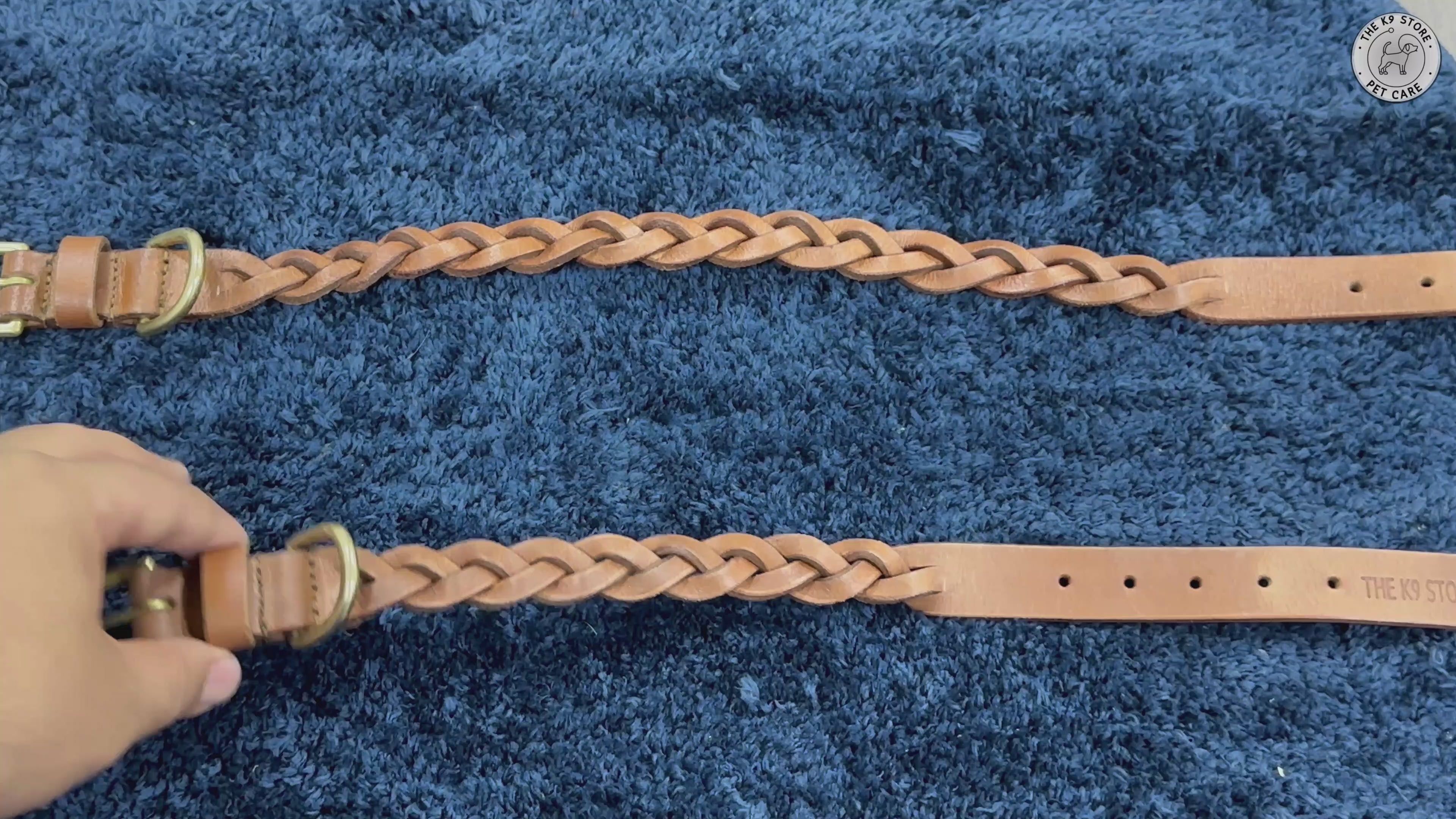 The K9 Store 100% Highgrade Leather Criss Cross Designer Dog Neck Collar (Tan) Video