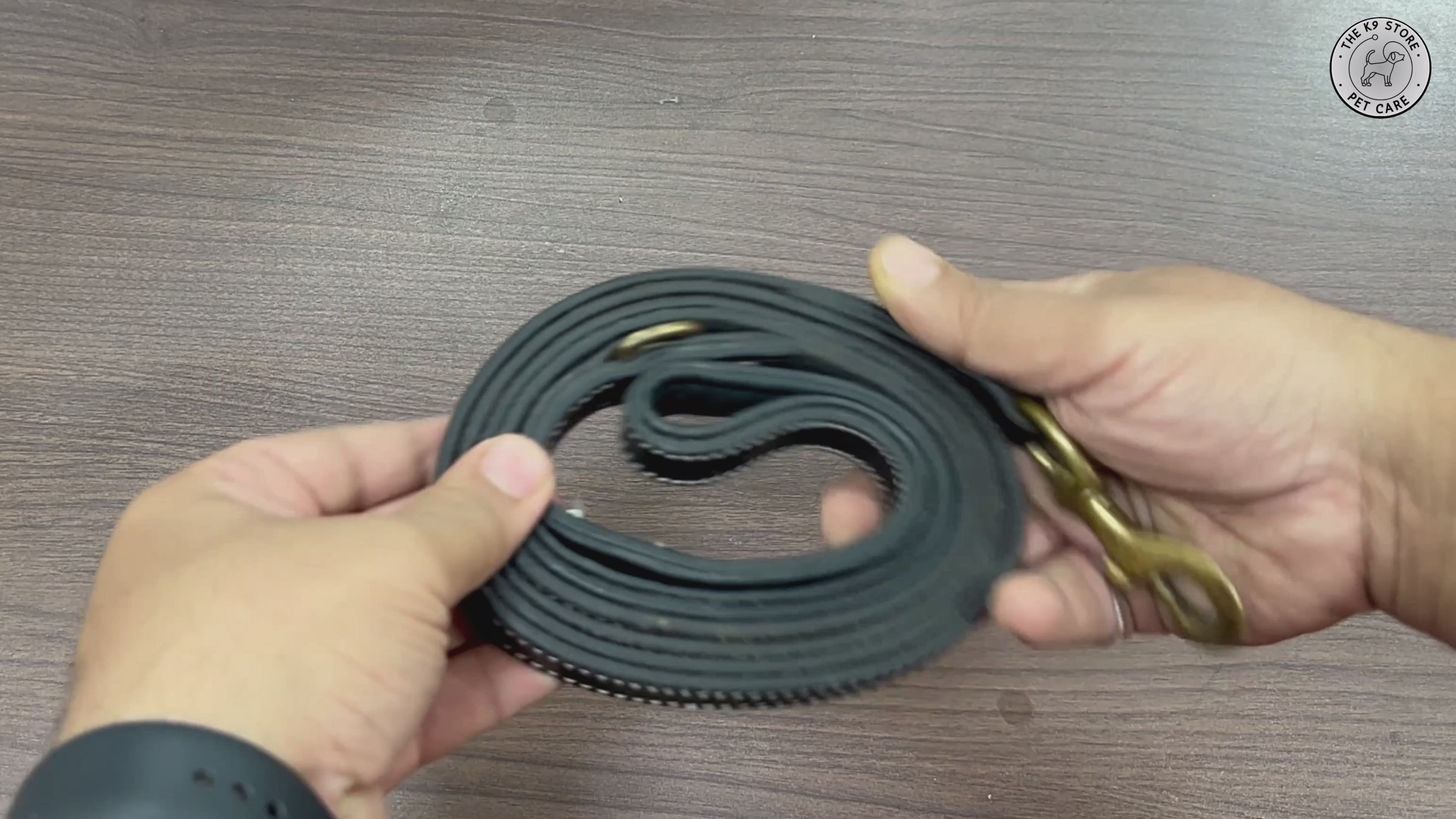 The K9 Store Premium Leather Single Handle Dog Leash, 6 Feet/5 Feet Long With Brass Hooks In Black Color For All Dog Breeds