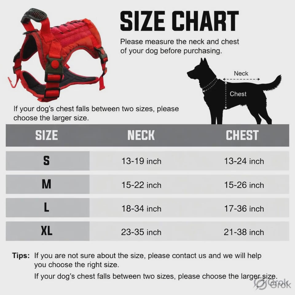 K9 Store Tactical Dog Harness – Heavy Duty No-Pull Adjustable Pet Vest with Handle & Dual Leash Clips