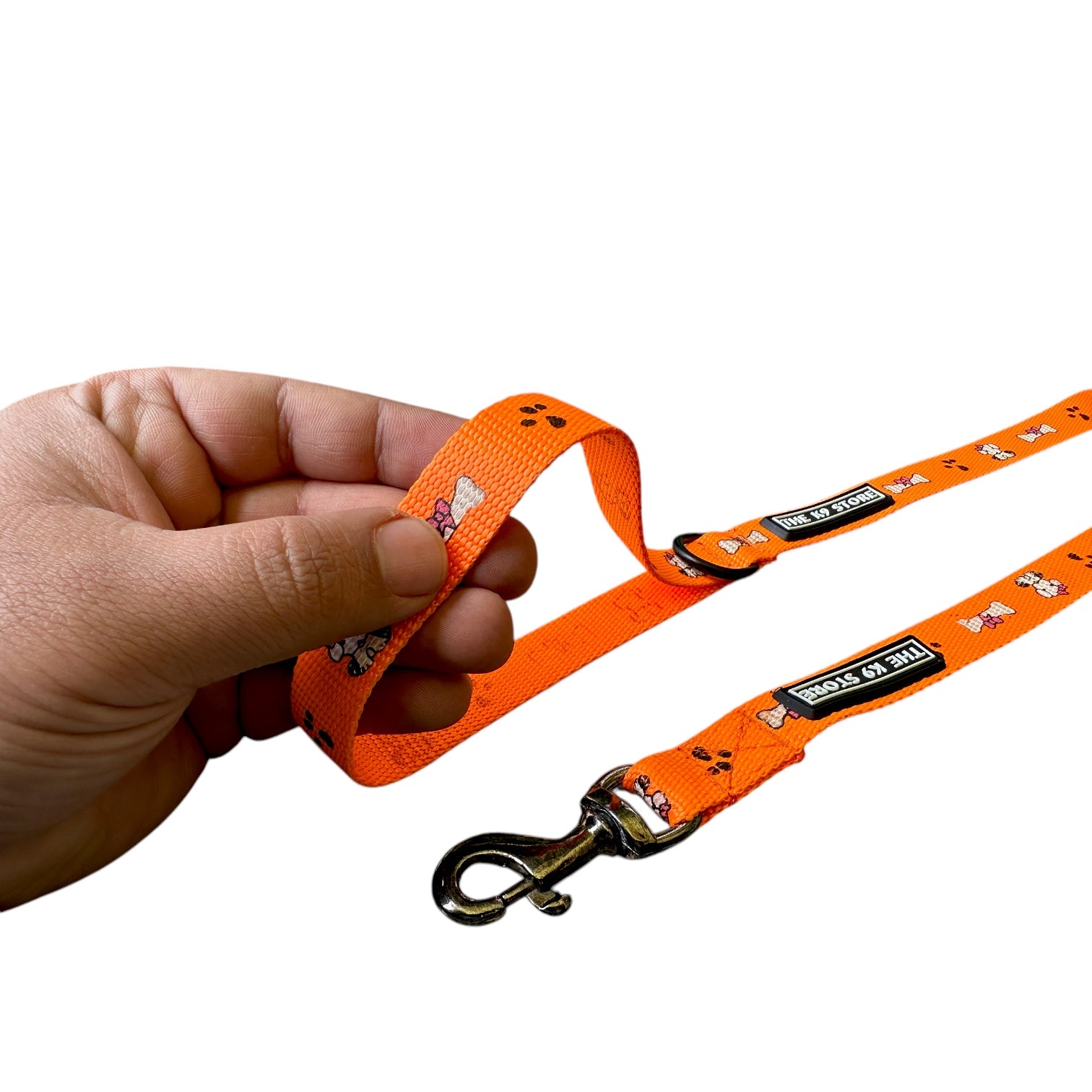 The K9 Store 5ft Orange Printed Nylon Leash for Dogs – Strong & Durable for all dog breeds