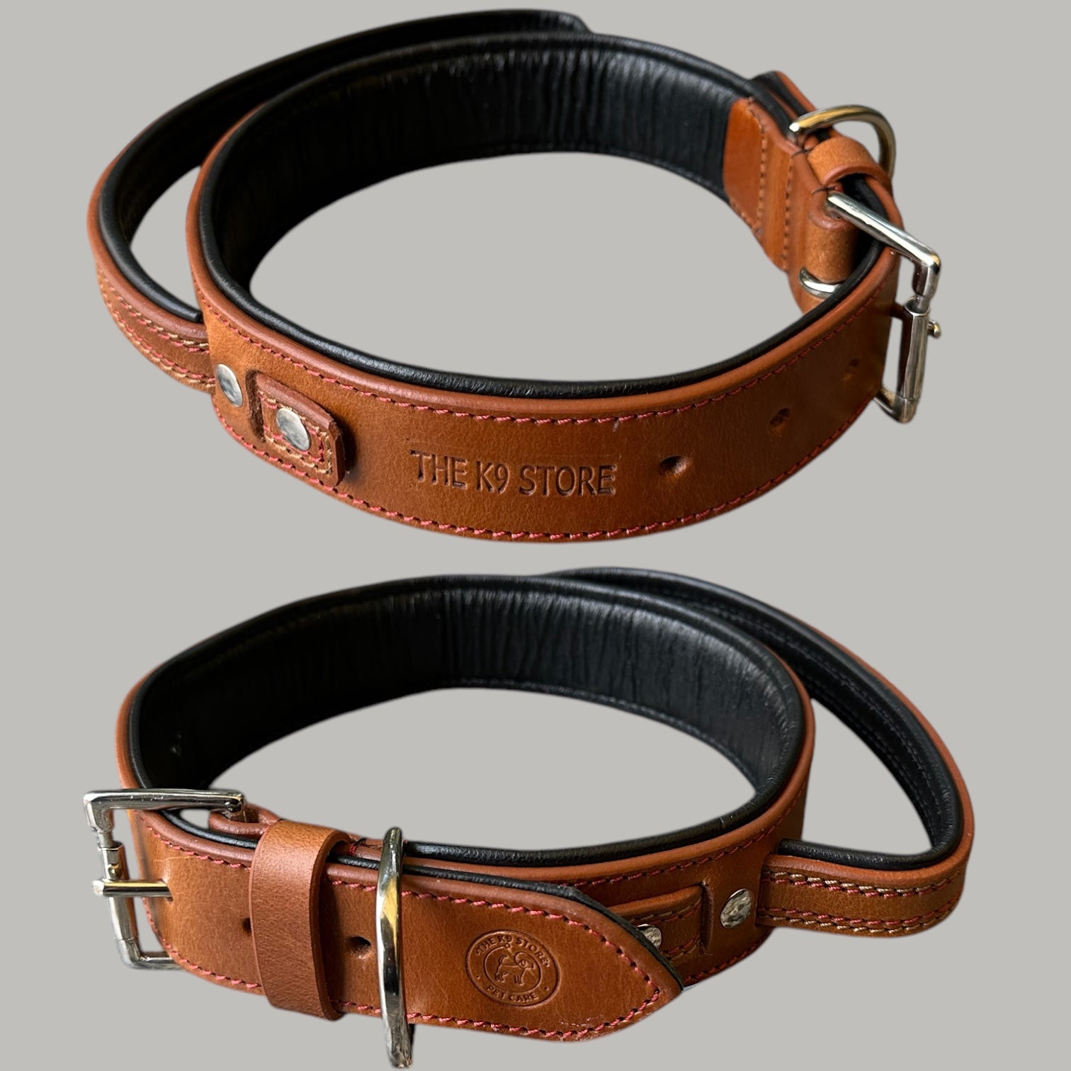 The K9 Store 100% Highgrade Leather Bold Dog Neck Collar For Training With Extra Handle - Zoey's Special (Tan)