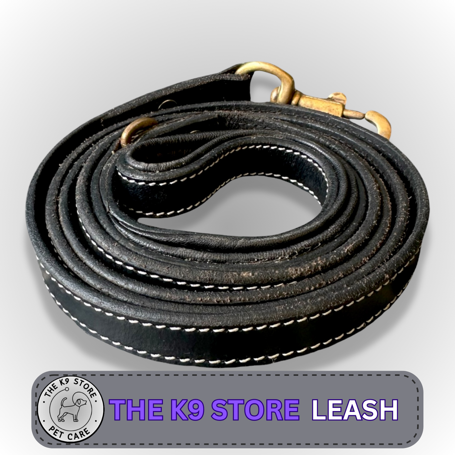 The K9 Store Premium Leather Single Handle Dog Leash, 6 Feet/5 Feet Long With Brass Hooks In Black Color For All Dog Breeds