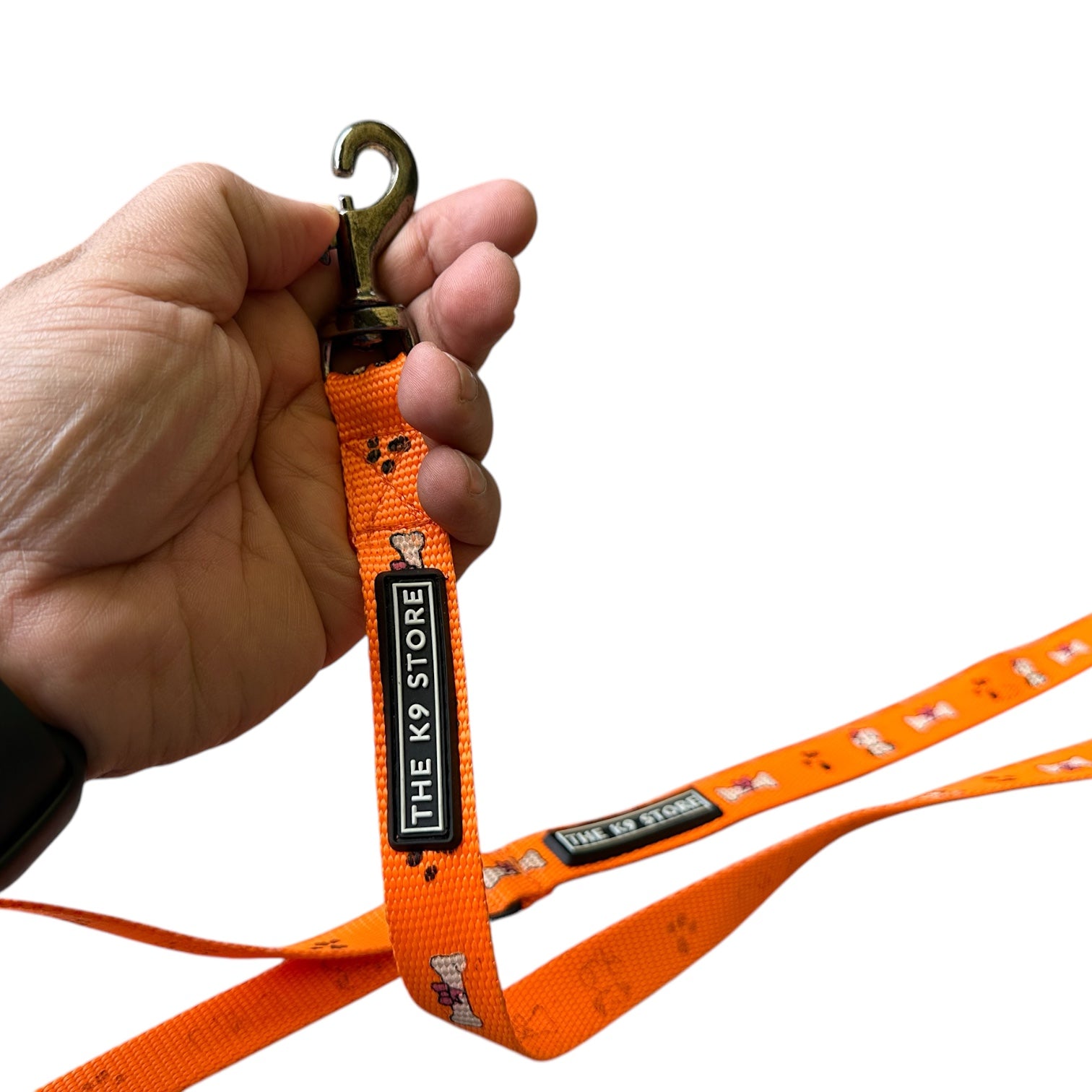The K9 Store 5ft Orange Printed Nylon Leash for Dogs – Strong & Durable for all dog breeds