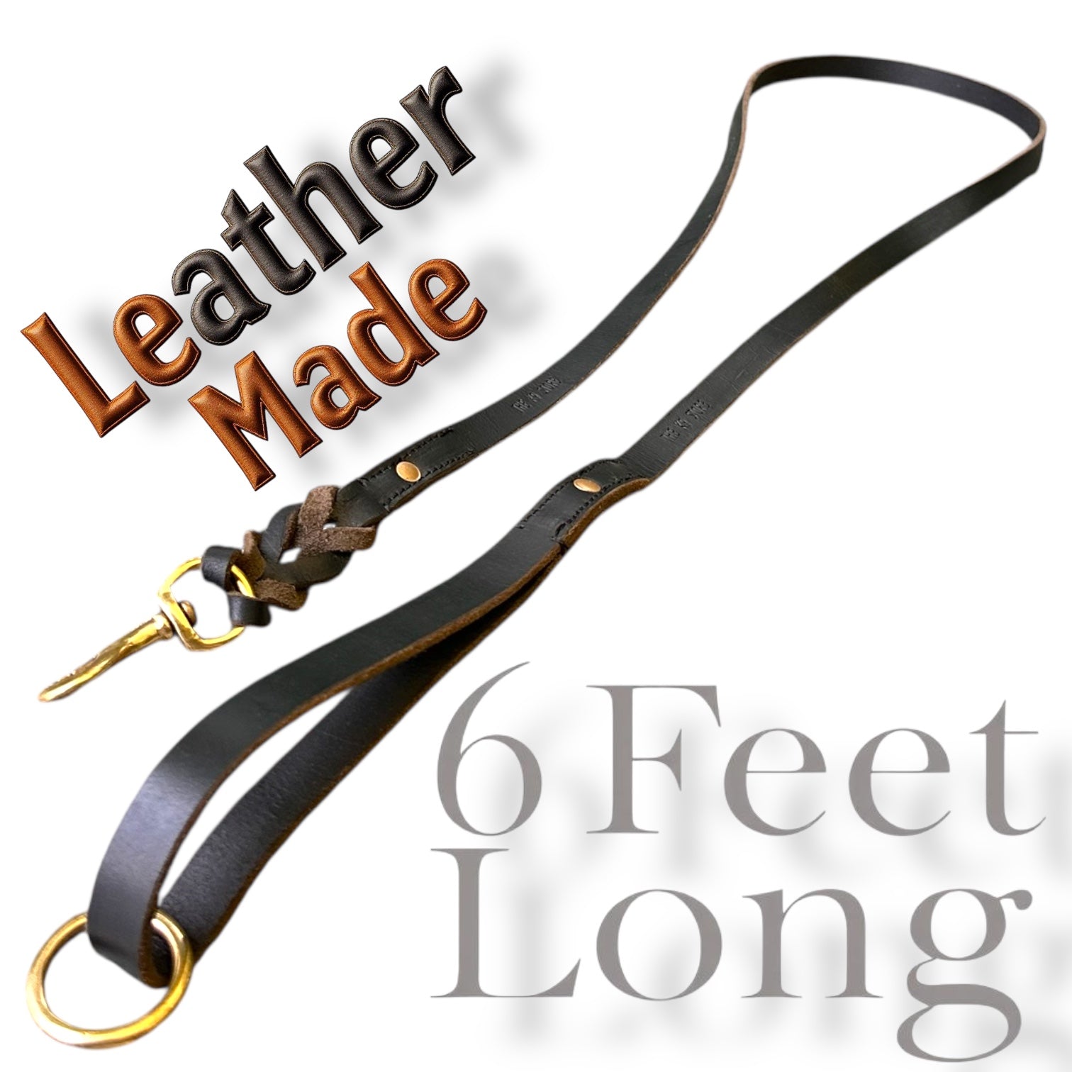 The K9 Store Premium Leather Thickest Dog Leash, 6 Feet Long With Brass Hooks For All Dog Breeds
