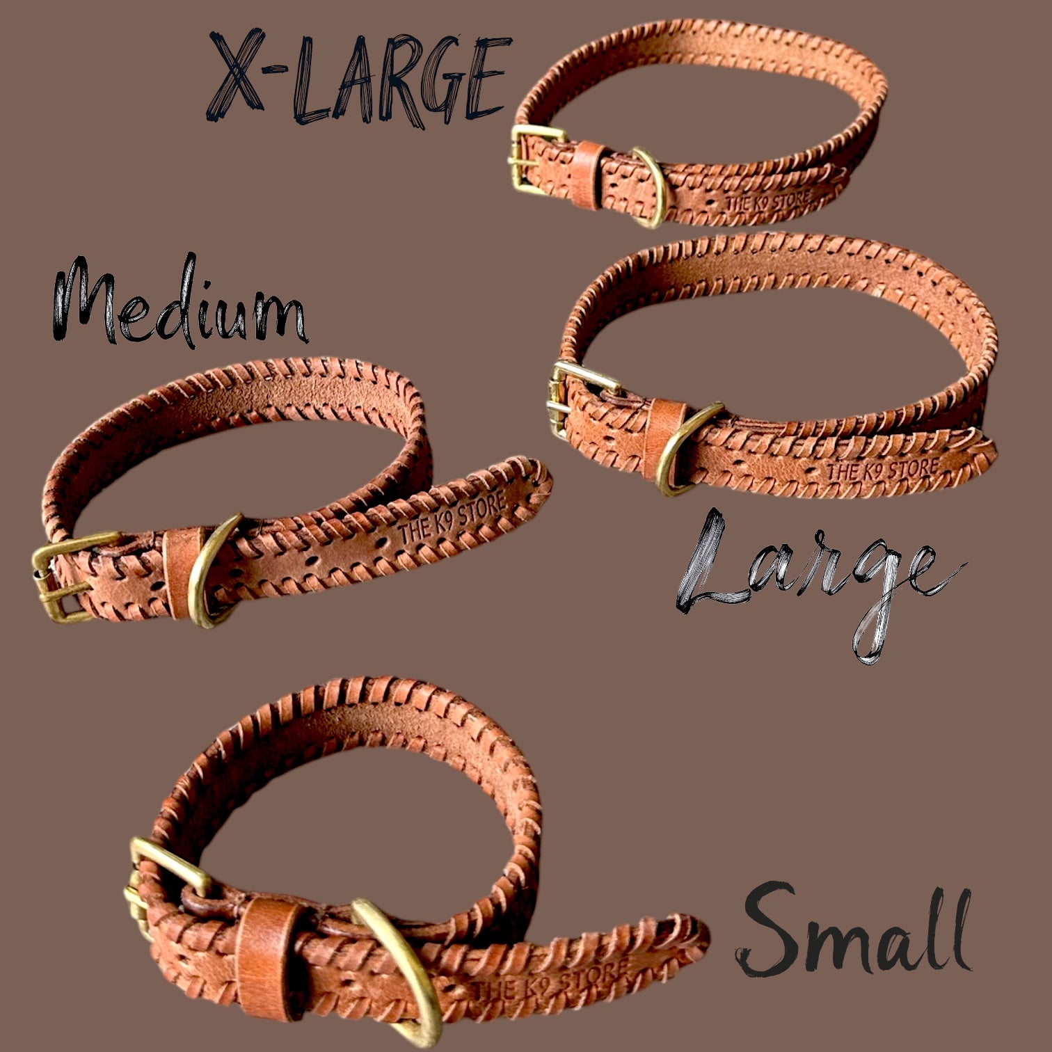 The K9 Store 100% Highgrade Leather Side Braided Designer Dog Neck Collar (Tan)