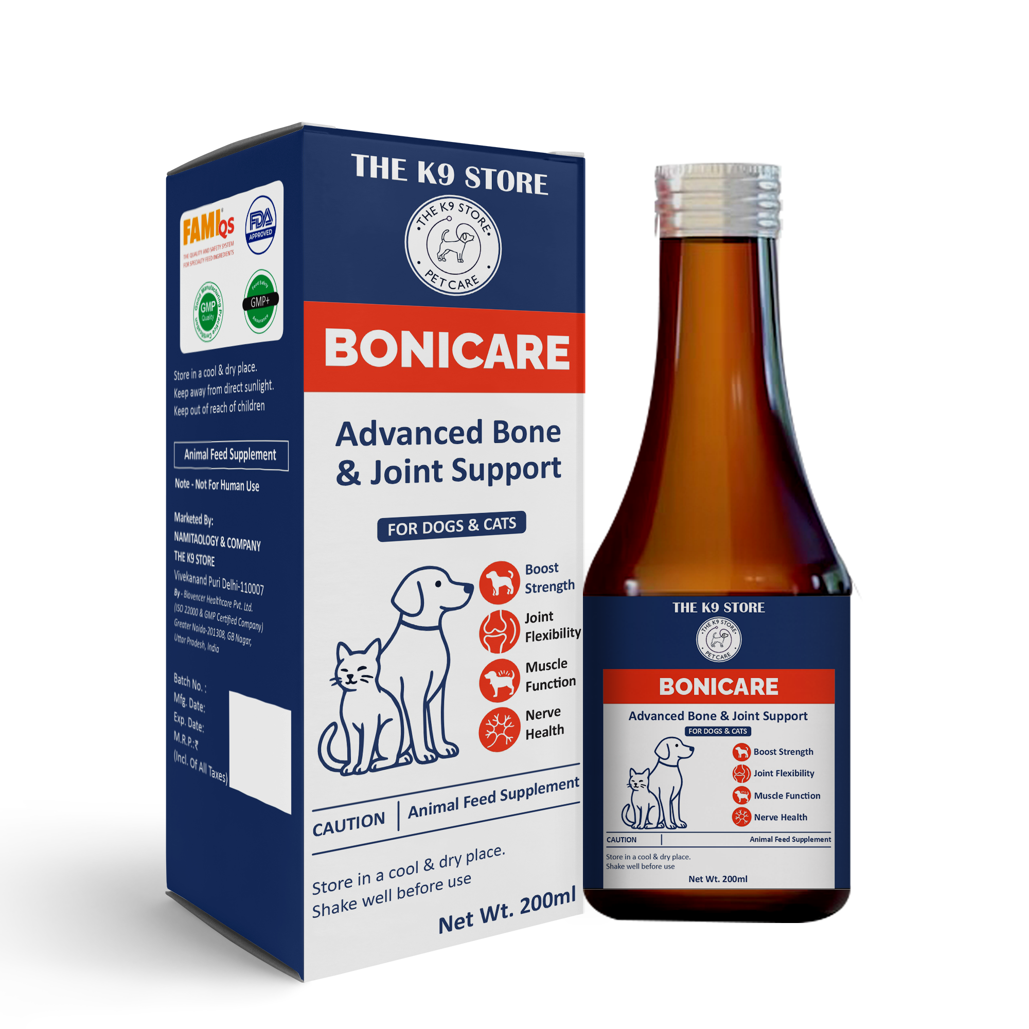 The K9 Store BoniCare For Dogs & Cats - Advanced Bone & Joint Liquid Supplement With High‑Bioavailability Calcium, Manganese & Vitamins for Strong Mobility (100ml,200ml,300ml,400ml,500ml)