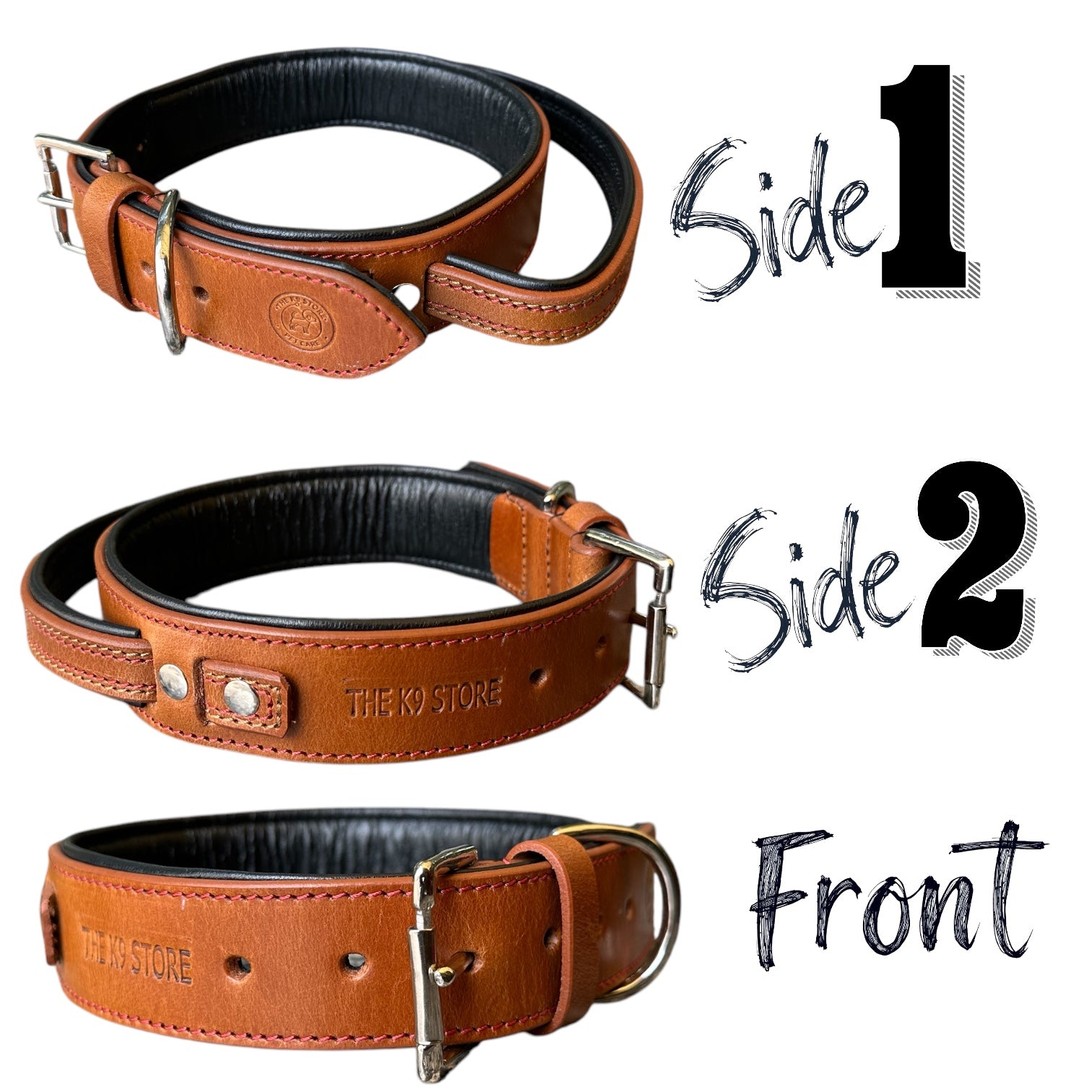 The K9 Store 100% Highgrade Leather Bold Dog Neck Collar For Training With Extra Handle - Zoey's Special (Tan)