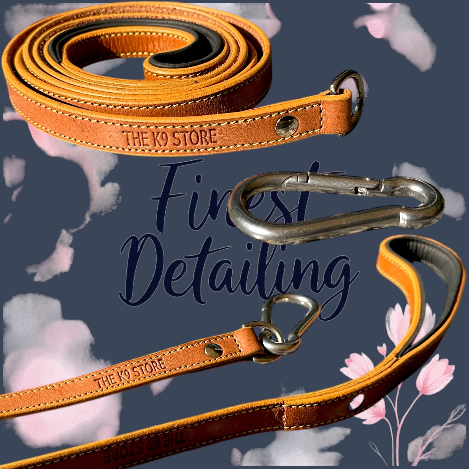 The K9 Store Premium Leather Premium Dog Leash, 5 Feet Long With Brass Hooks In Tan Color For All Dog Breeds