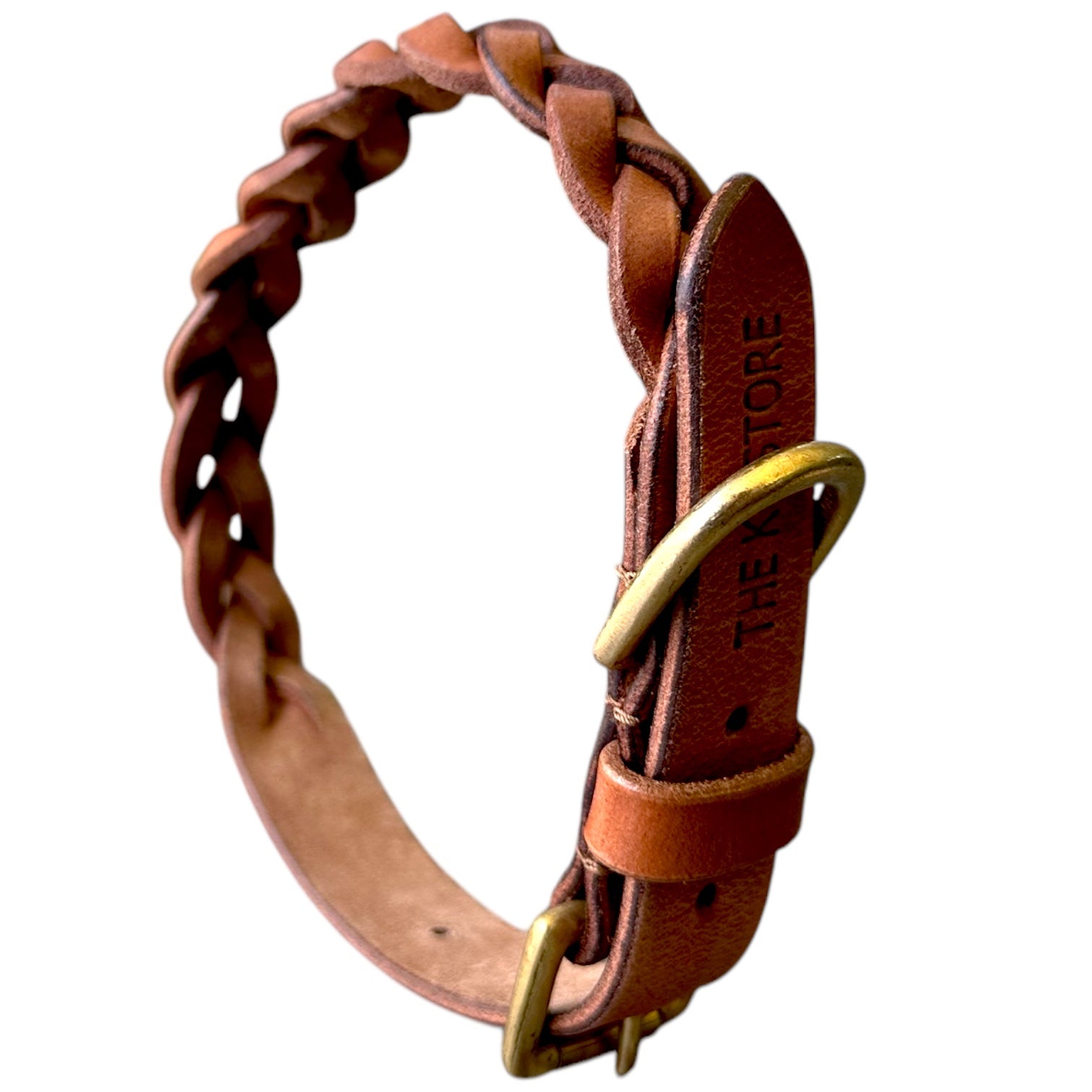 The K9 Store 100% Highgrade Leather Criss Cross Designer Dog Neck Collar (Tan)