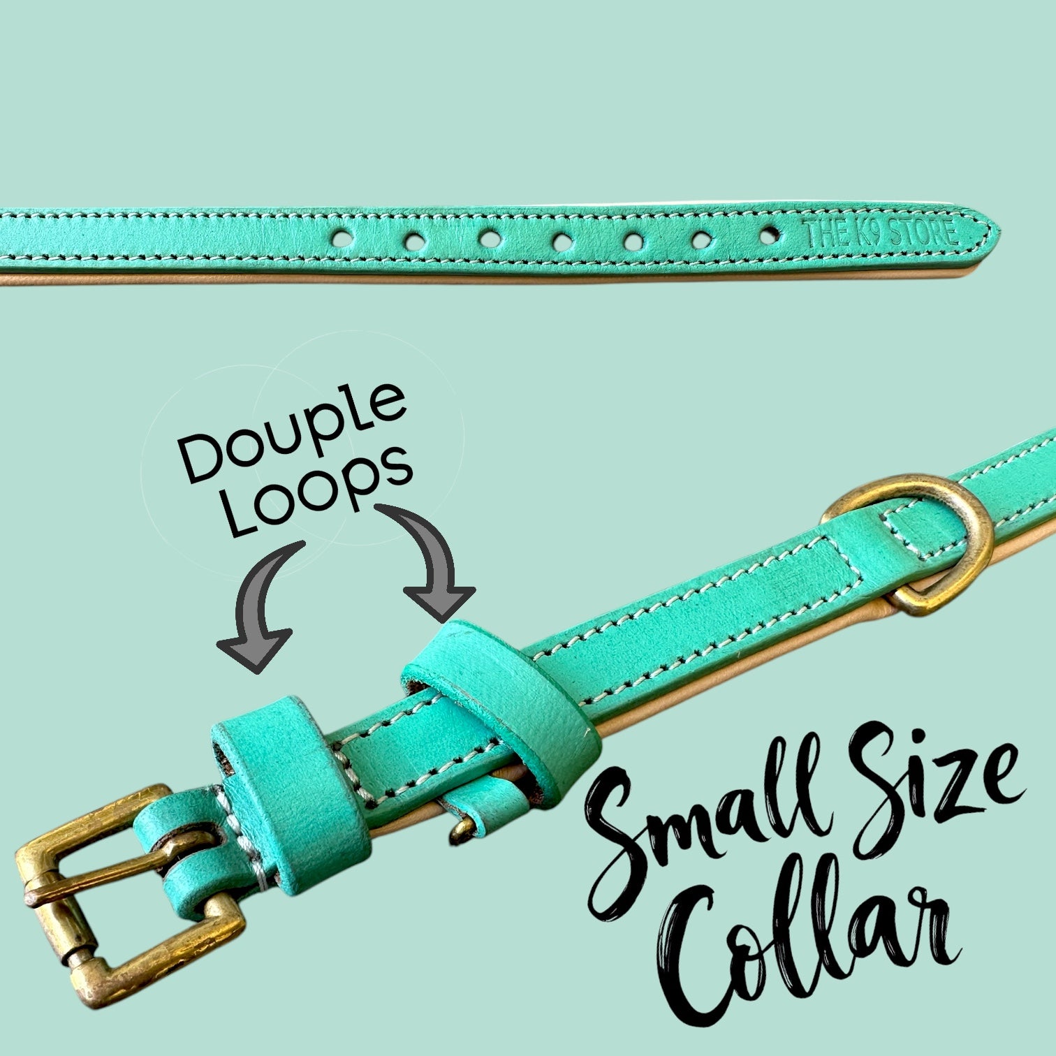 The K9 Store 100% Highgrade Leather Colored Basic Dog Neck Collar (Green/Mint)