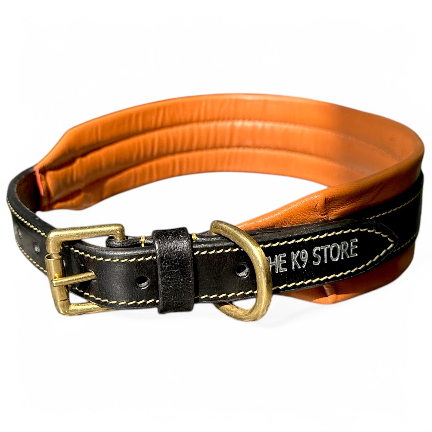 The K9 Store 100% Highgrade Leather Dual Tone Designer Dog Neck Collar (Tan & Black)