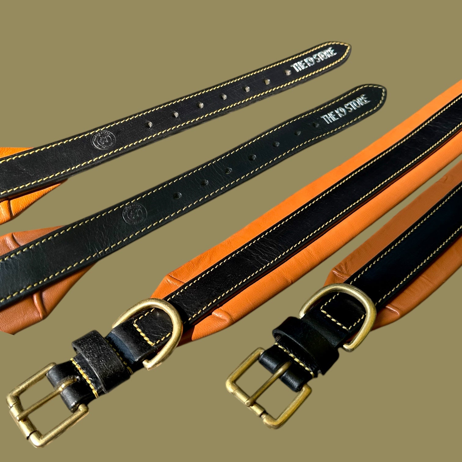 The K9 Store 100% Highgrade Leather Dual Tone Designer Dog Neck Collar (Tan & Black)