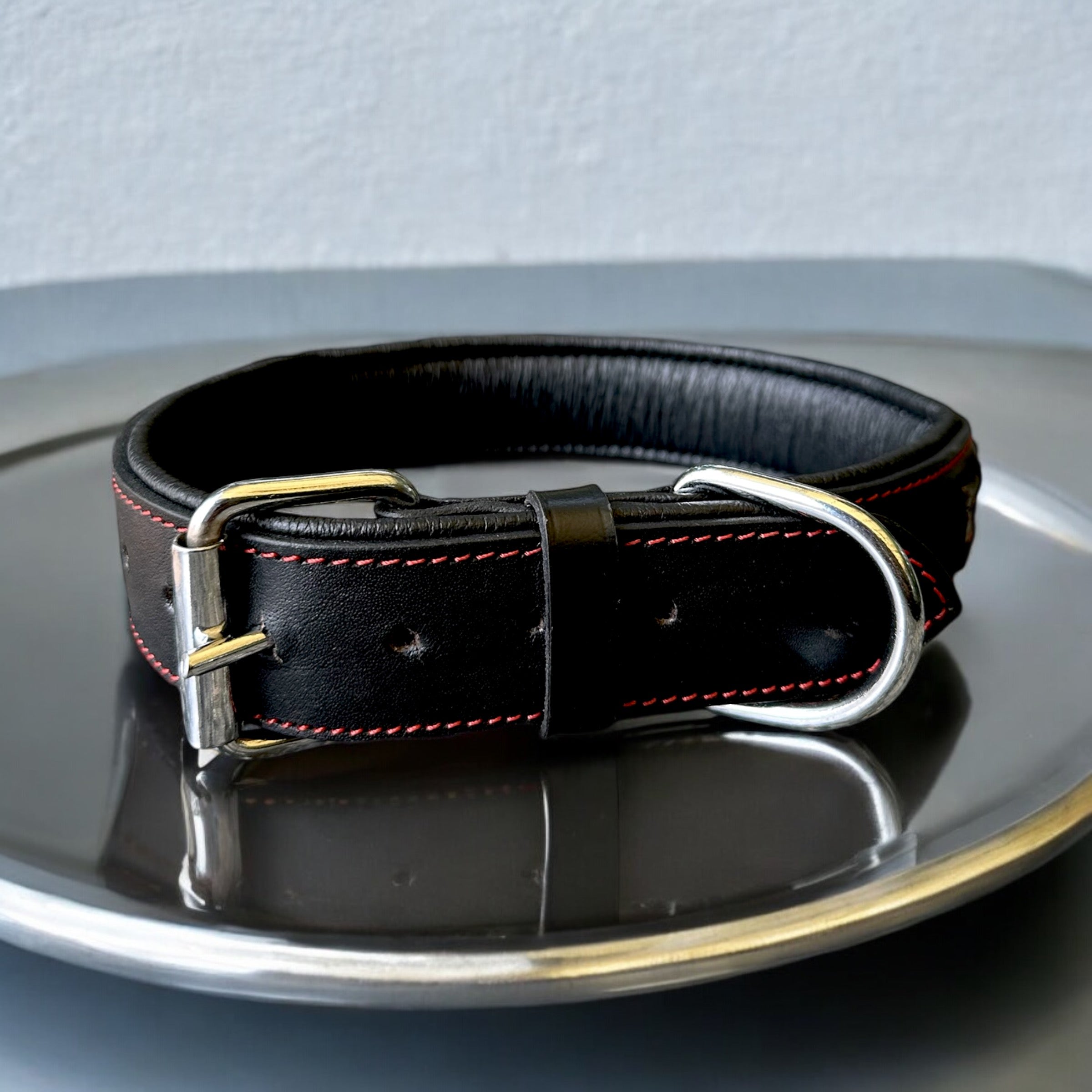 The K9 Store 100% Highgrade Leather Bold Dog Neck Collar For Training With Extra Handle - Zoey's Special (Black)