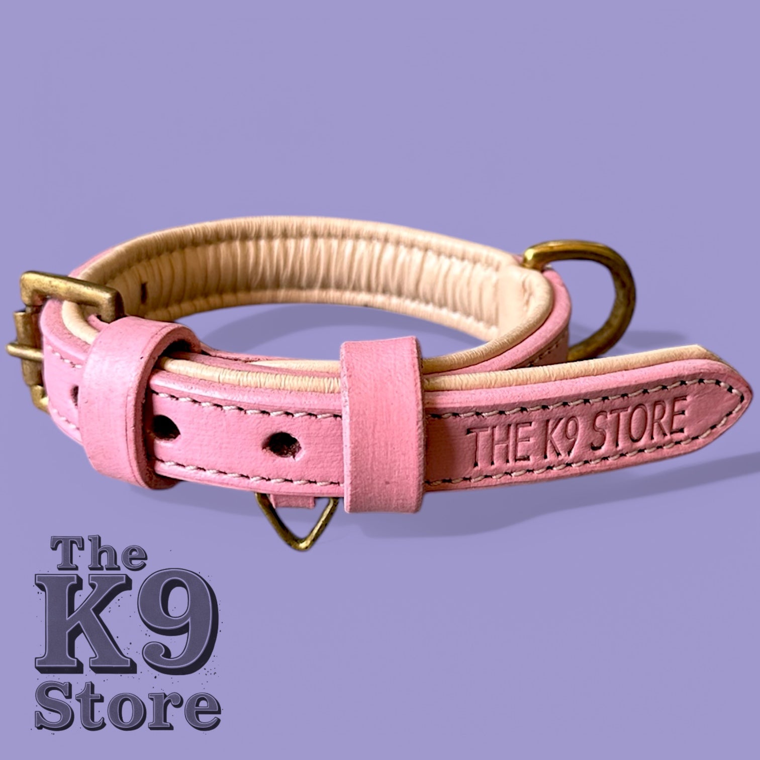 The K9 Store 100% Highgrade Leather Colored Basic Dog Neck Collar (Pink)