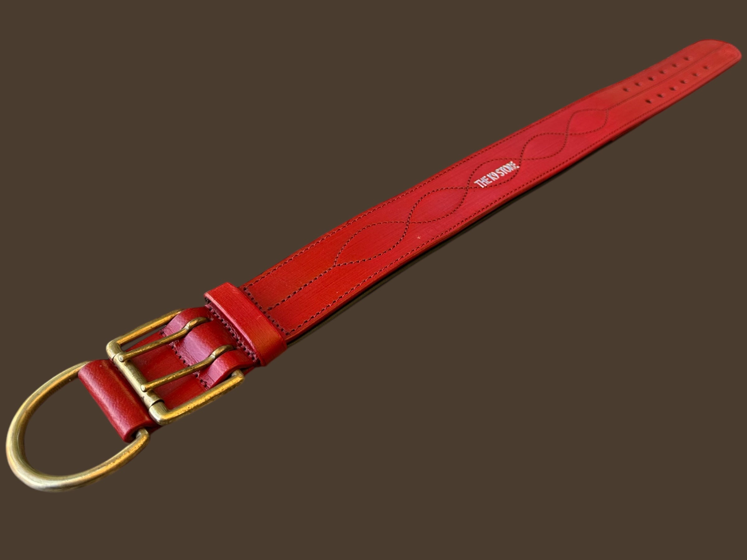 The K9 Store 100% Highgrade Leather Colored Bold & Premium Dog Neck Collar (Dark Red)