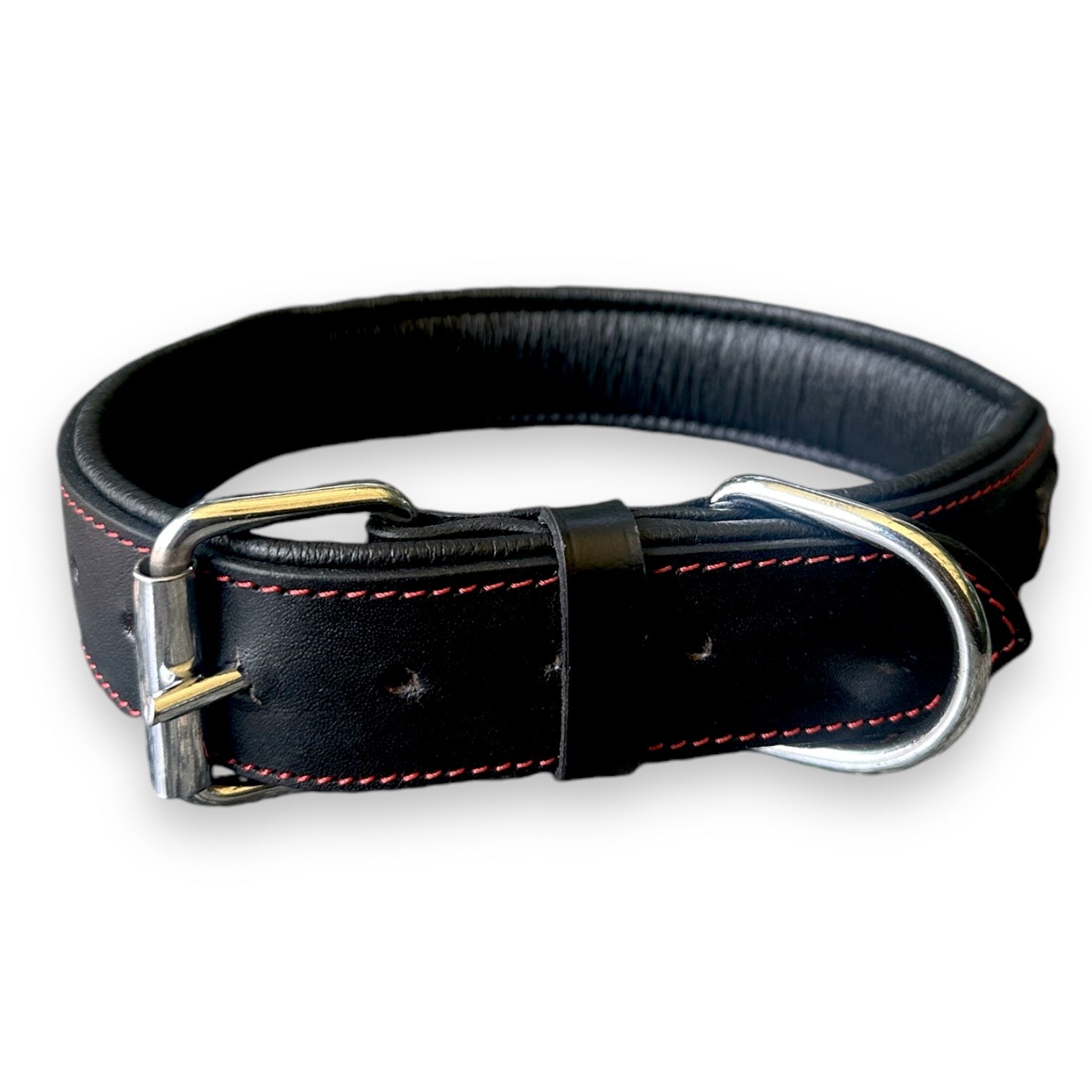 The K9 Store 100% Highgrade Leather Bold Dog Neck Collar For Training With Extra Handle - Zoey's Special (Black)