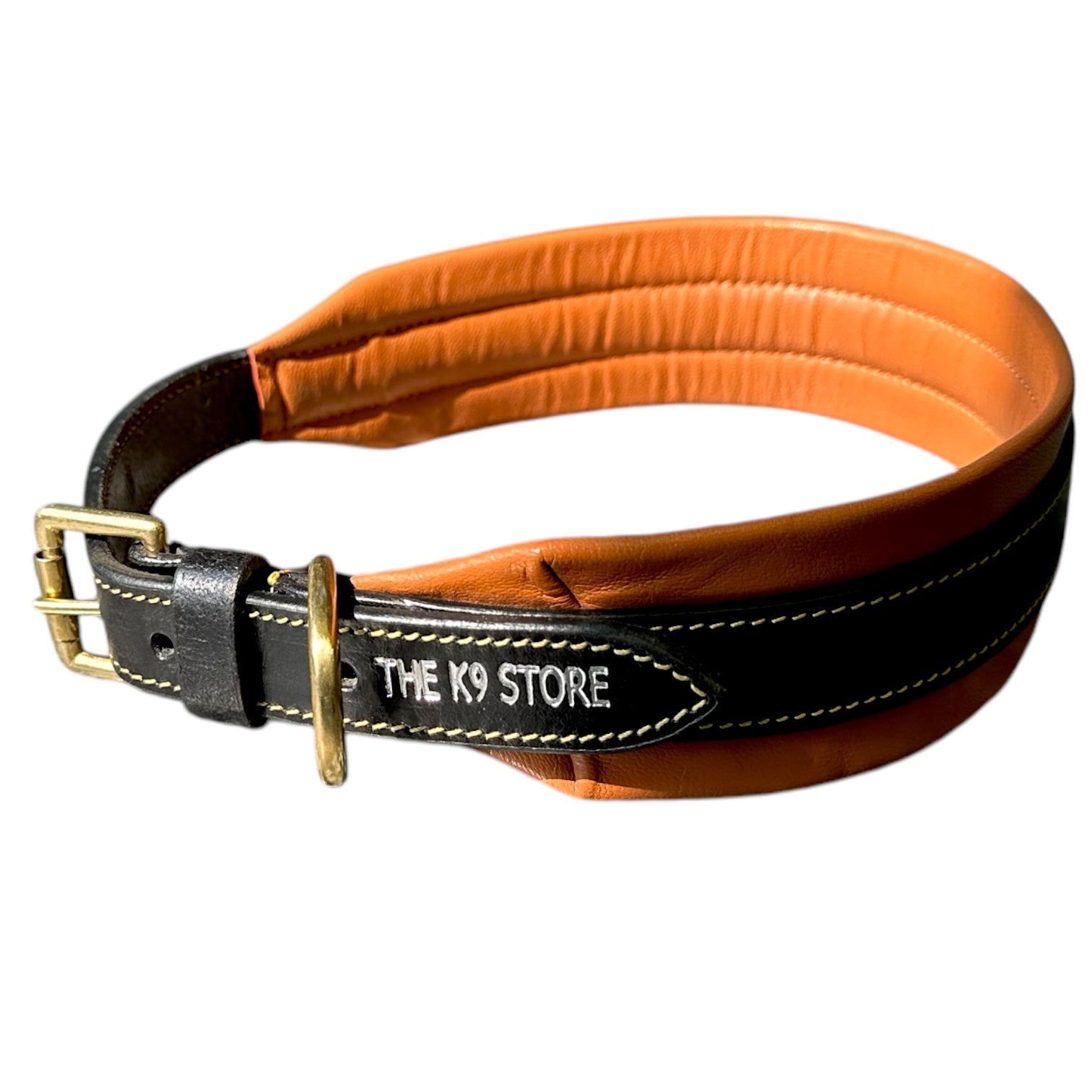 The K9 Store 100% Highgrade Leather Dual Tone Designer Dog Neck Collar (Tan & Black)
