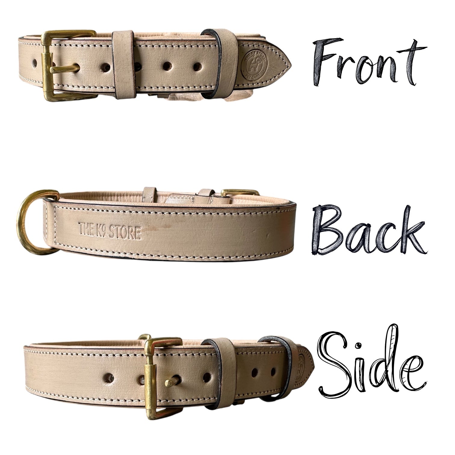 The K9 Store 100% Highgrade Leather Colored Basic Dog Neck Collar (Grey)