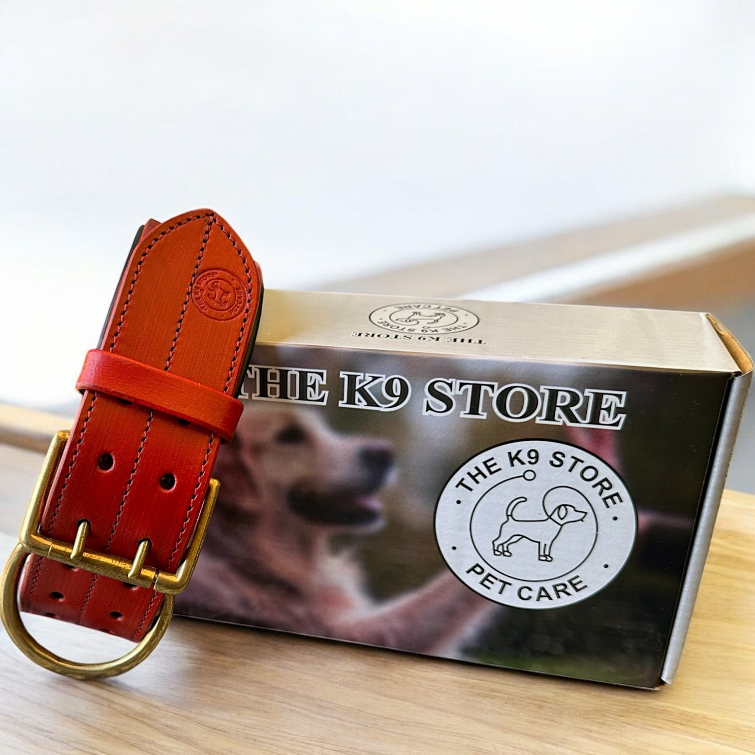 The K9 Store 100% Highgrade Leather Colored Bold & Premium Dog Neck Collar (Dark Red)