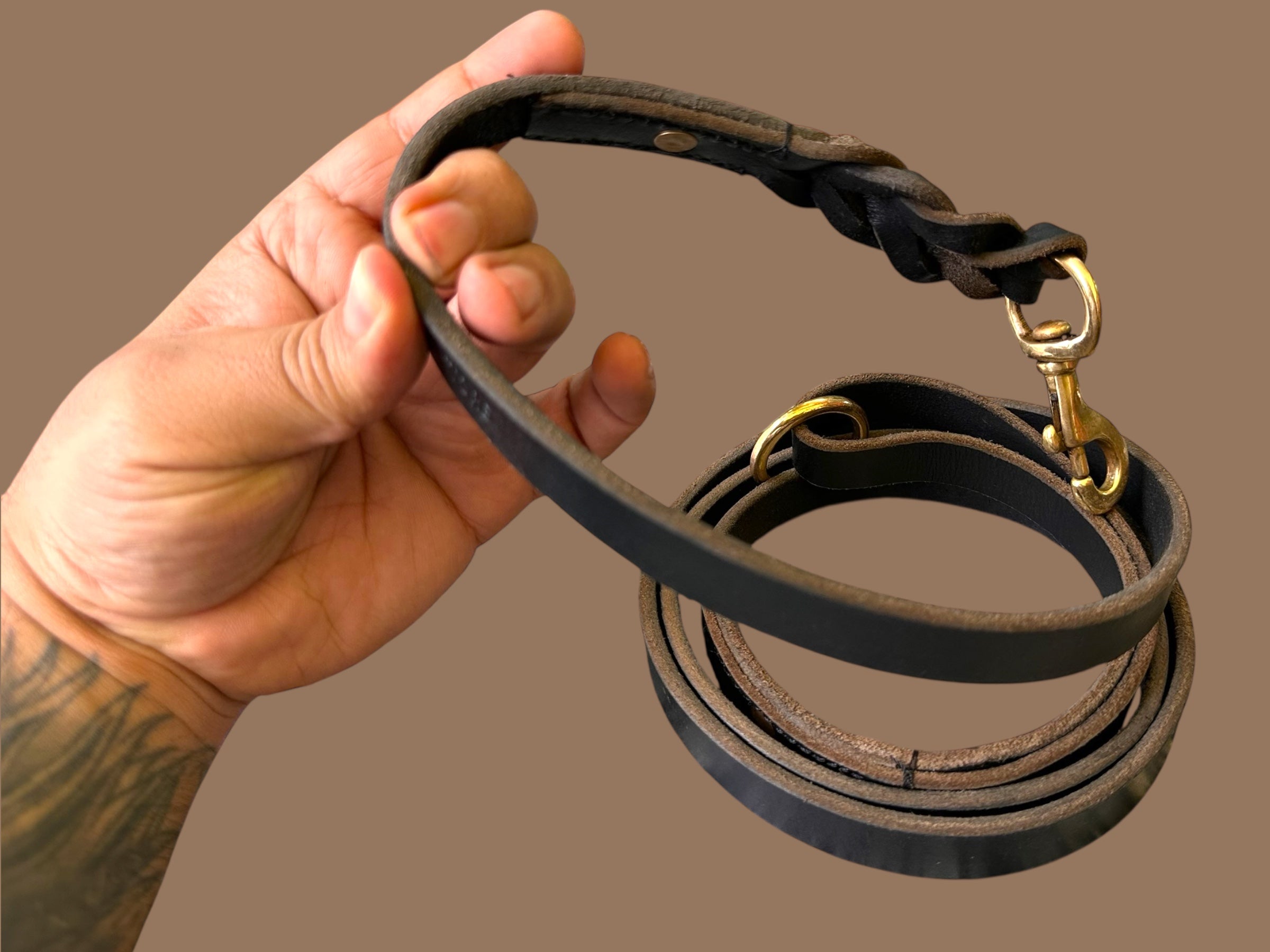 The K9 Store Premium Leather Thickest Dog Leash, 6 Feet Long With Brass Hooks For All Dog Breeds