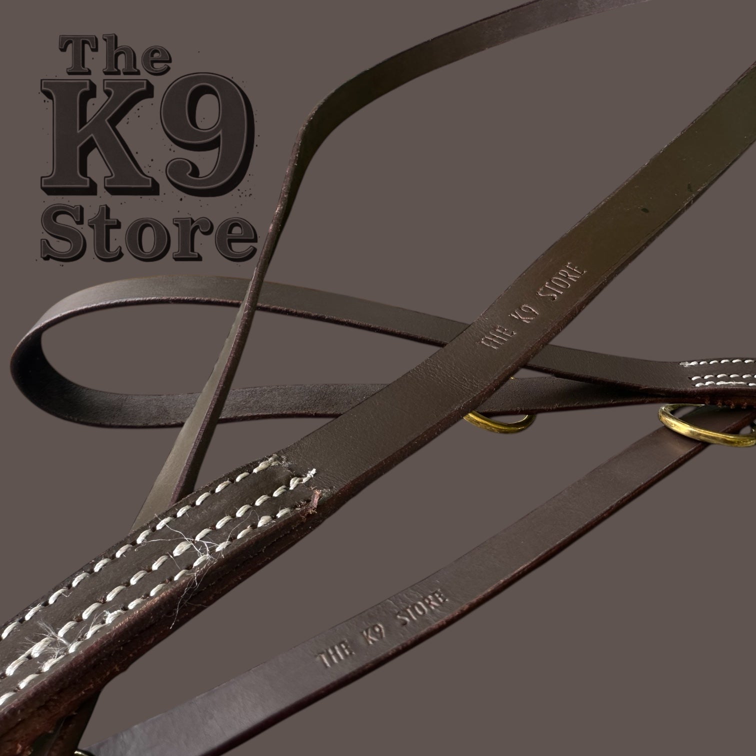 The K9 Store Premium Leather Tri-Stitched Single Handle Dog Leash, 6 Feet Long With Brass Hooks For All Dog Breeds