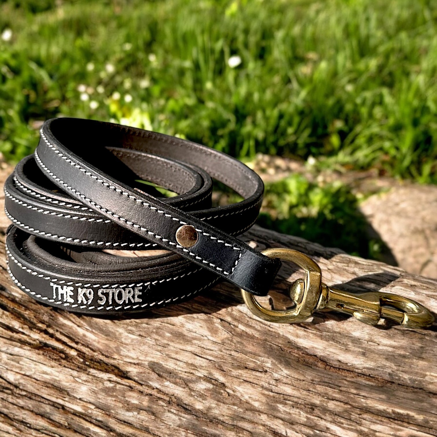 The K9 Store Premium Leather Single Handle Dog Leash, 6 Feet/5 Feet Long With Brass Hooks In Black Color For All Dog Breeds