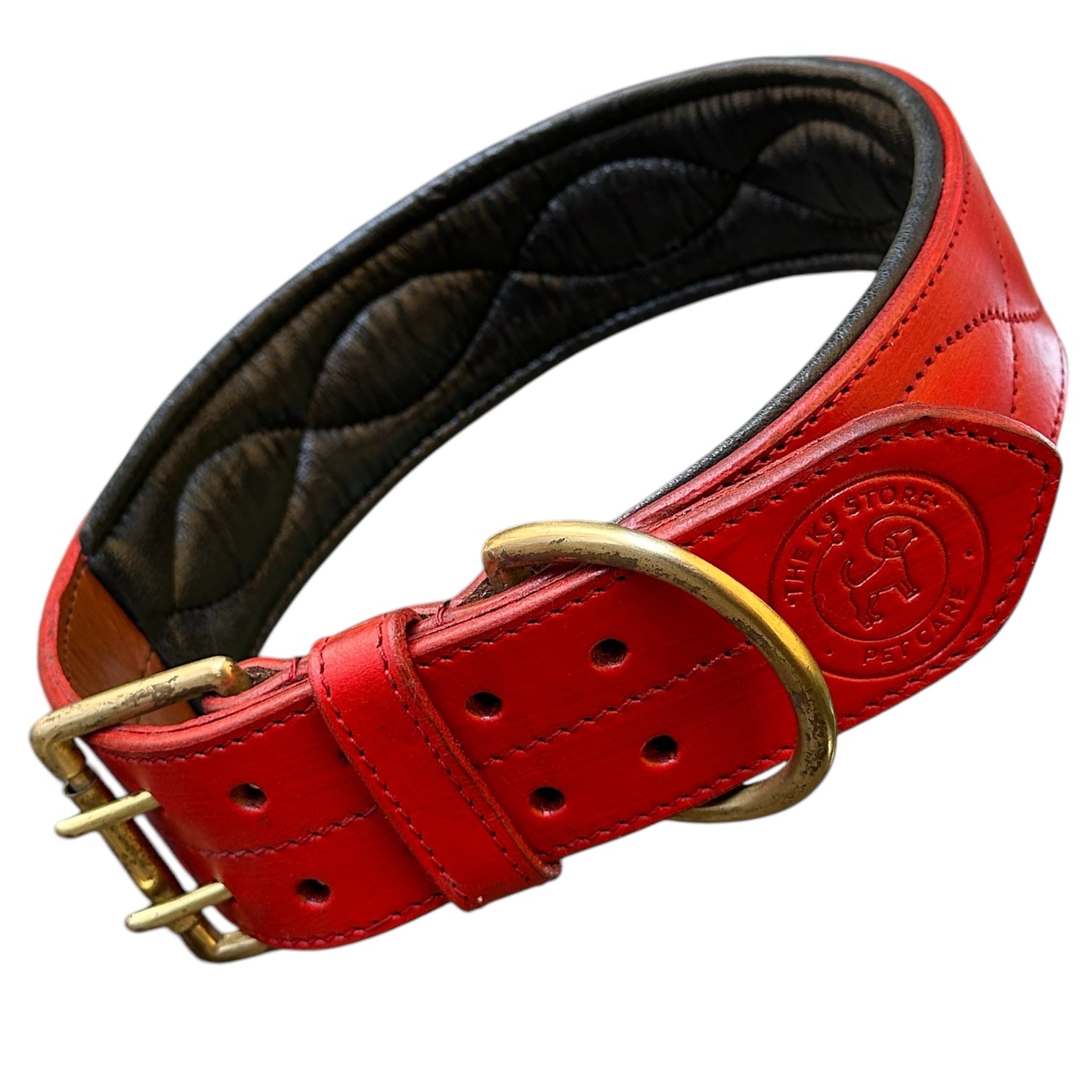 The K9 Store 100% Highgrade Leather Colored Bold & Premium Dog Neck Collar (Dark Red)