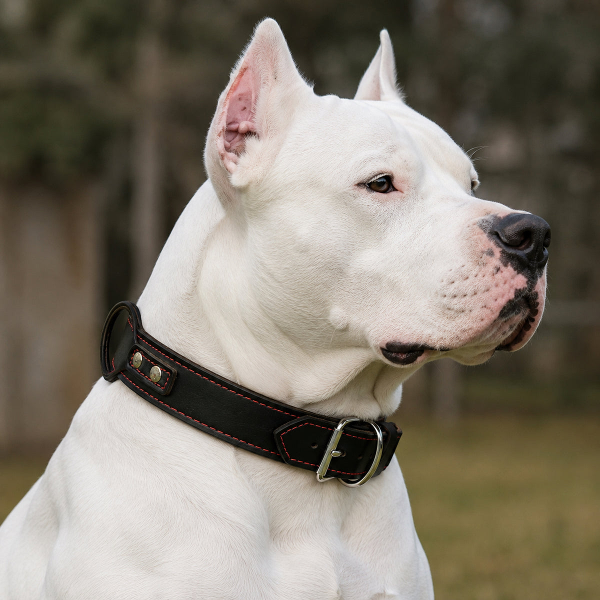 The K9 Store 100% Highgrade Leather Bold Dog Neck Collar For Training With Extra Handle - Zoey's Special (Black)