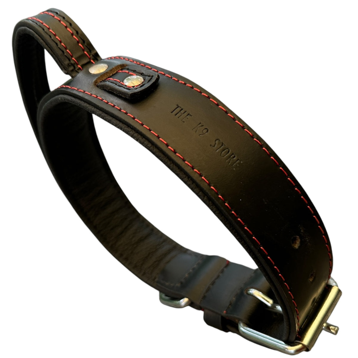 The K9 Store 100% Highgrade Leather Bold Dog Neck Collar For Training With Extra Handle - Zoey's Special (Black)